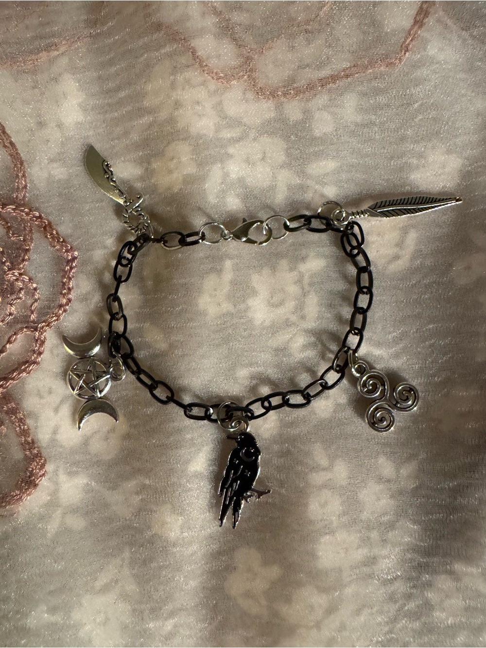 The Morrigan Dark Goddess Charm Bracelet Coffin Portable Altar